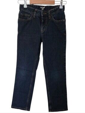 Cat & Jack Boys Straight Recto Jeans Size 10 Dark Wash Adjustable Waist Stretch